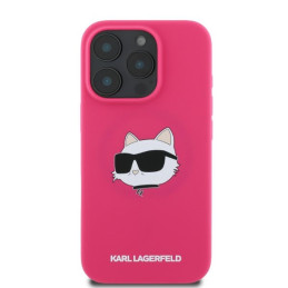 Karl Lagerfeld silikoninis „MagSafe iPhone 16 Pro Max“ dėklas su „Choupette Head“ raštu – fuksijos spalvos