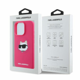 Karl Lagerfeld silikoninis „MagSafe iPhone 16 Pro Max“ dėklas su „Choupette Head“ raštu – fuksijos spalvos