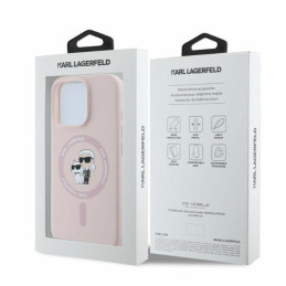 „Karl Lagerfeld“ silikoninis „Karl&Choupette Heads“ „MagSafe“ dėklas, skirtas „iPhone 16 Pro Max“ – rožinis