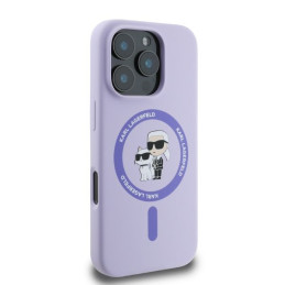 „Karl Lagerfeld“ silikoninis „Karl&Choupette Heads Ring MagSafe“ dėklas, skirtas „iPhone 16 Pro Max“ – violetinis