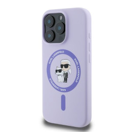 „Karl Lagerfeld“ silikoninis „Karl&Choupette Heads Ring MagSafe“ dėklas, skirtas „iPhone 16 Pro Max“ – violetinis