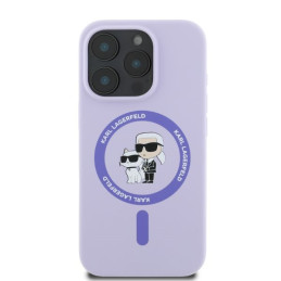 „Karl Lagerfeld“ silikoninis „Karl&Choupette Heads Ring MagSafe“ dėklas, skirtas „iPhone 16 Pro Max“ – violetinis