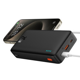 „Baseus Airpow“ 20 W 20000 mAh išorinė baterija su „Baseus Simple Series“ USB-A - USB-C 50 cm laidu - juoda