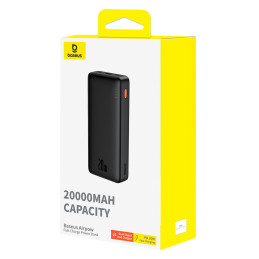 „Baseus Airpow“ 20 W 20000 mAh išorinė baterija su „Baseus Simple Series“ USB-A - USB-C 50 cm laidu - juoda