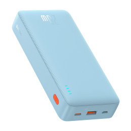 „Baseus Airpow“ 20 W 20000 mAh išorinė baterija su baltu „Baseus Simple Series“ USB-A - USB-C 50 cm laidu - mėlyna