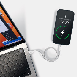 „Puro Magnetic USB-C“ – USB-C 60 W USB 3.2 (20 Gbps) 1 m magnetinis kabelis – baltas