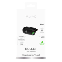 „Puro Mini“ 30 W maitinimo šaltinis USB-C USB-A automobiliniam įkrovikliui – juodas