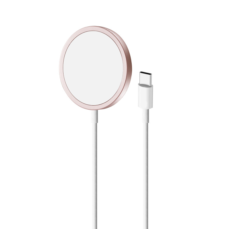 „Puro Magnetic“ belaidė indukcinė įkrovimo stotelė su USB-C jungtimi, suderinama su „MagSafe“, 1 m, rožinė