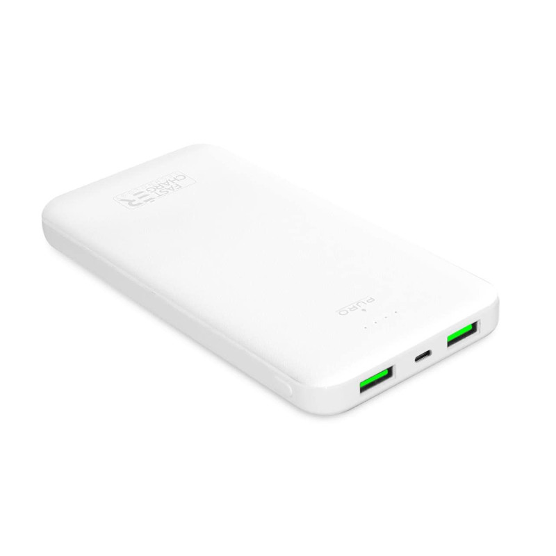 Nešiojamoji baterija „Puro White“ 10000mAh 12W 2xUSB-A + USB-C - balta