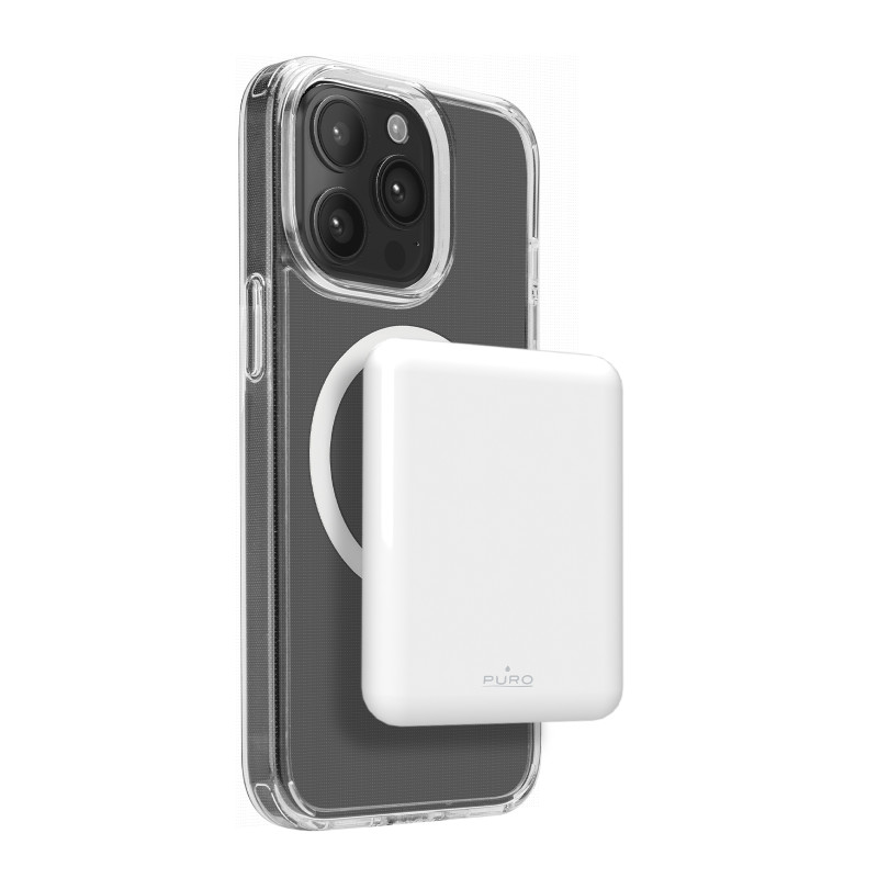„Puro Power Mag 5000mAh“ išorinė baterija su „MagSafe USB-C“ – balta