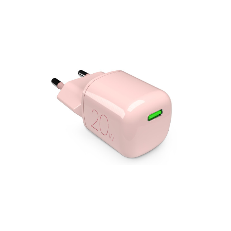 „Puro“ 20 W GaN USB-C sieninis įkroviklis – rožinis