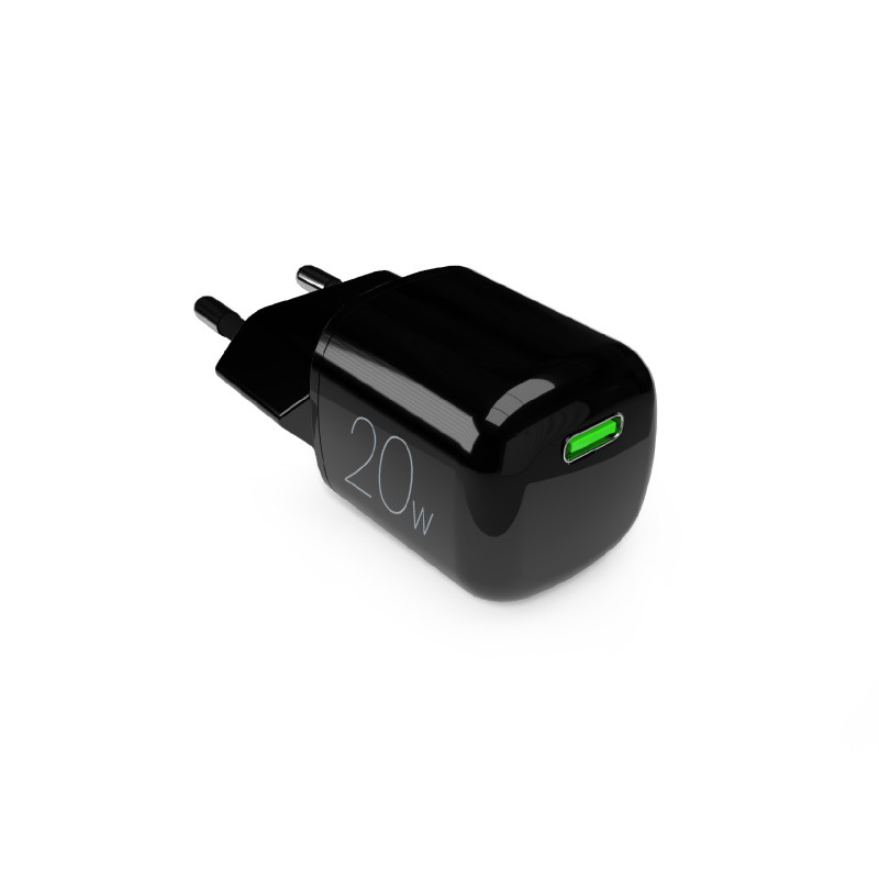 „Puro“ 20 W „GaN USB-C“ sieninis įkroviklis – juodas
