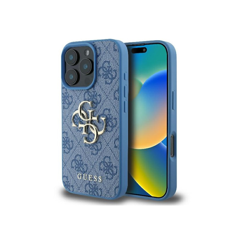 „Guess 4G“ didelio logotipo „iPhone 16 Pro“ dėklas – mėlynas