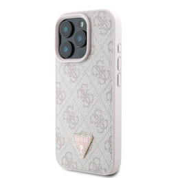 „Guess“ odinis 4G trikampio formos Strass MagSafe dėklas, skirtas iPhone 16 Pro – rožinis