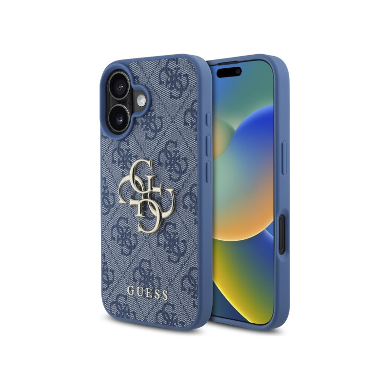 „Guess 4G“ didelio logotipo „iPhone 16“ dėklas – mėlynas