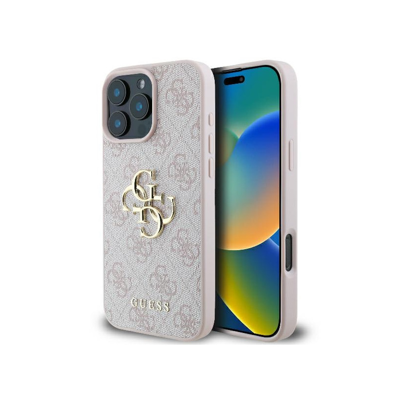 „Guess 4G“ didelio logotipo „iPhone 16 Pro Max“ dėklas – rožinis
