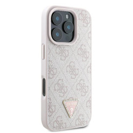 „Guess“ odinis 4G trikampio formos Strass MagSafe dėklas, skirtas iPhone 16 Pro Max – rožinis