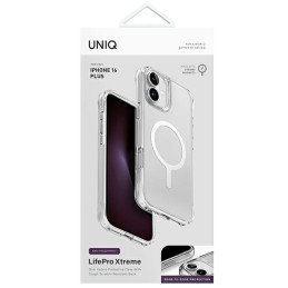 UNIQ LifePro Xtreme Magclick įkrovimo dėklas, skirtas iPhone 16 Plus – skaidrus