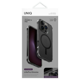 UNIQ LifePro Xtreme Magclick įkrovimo dėklas, skirtas iPhone 16 Pro – pilkas