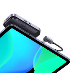 Universalus USB šakotuvas planšetiniam kompiuteriui / išmaniajam telefonui 4in1 USB-C Baseus PadJoy - tamsiai pilkas