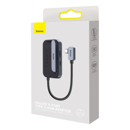 Universalus USB šakotuvas planšetiniam kompiuteriui / išmaniajam telefonui 4in1 USB-C Baseus PadJoy - tamsiai pilkas
