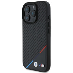 BMW M Carbon Tricolor Line MagSafe dėklas, skirtas iPhone 16 Pro – juodas