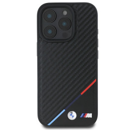 BMW M Carbon Tricolor Line MagSafe dėklas, skirtas iPhone 16 Pro – juodas