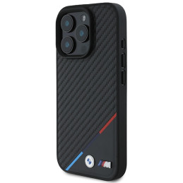 BMW M Carbon Tricolor Line MagSafe dėklas, skirtas iPhone 16 Pro Max – juodas