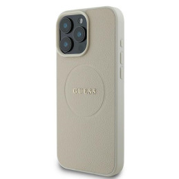 „Guess Grained Ring MagSafe“ dėklas, skirtas „iPhone 16 Pro“ – smėlio spalvos