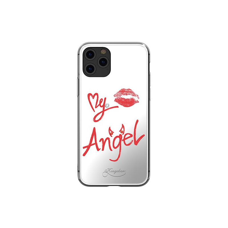 Kingxbar Angel veidrodžio dėklas dekoruotas originaliais Swarovski kristalais iPhone 11 Pro Max veidrodis skaidrus
