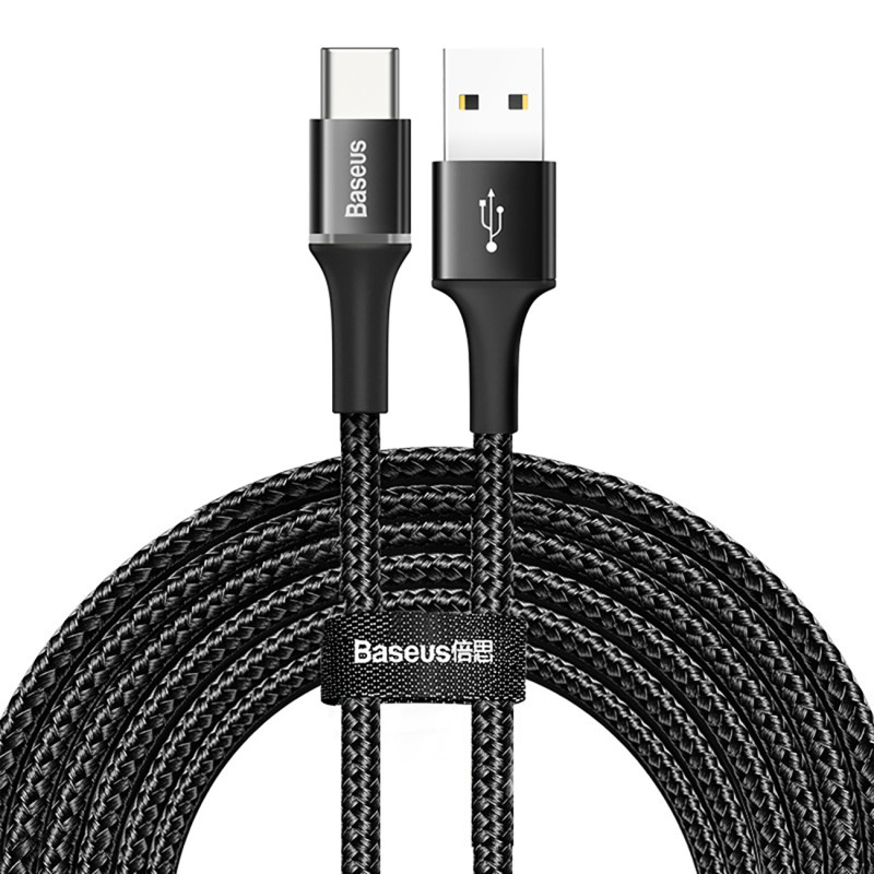 Baseus Halo USB-A - USB-C 2A kabelis 3m - juodas