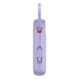 „Baseus QPow 2“ 30 W 10000 mAh išorinė baterija su įmontuotais USB-C laidais – violetinė