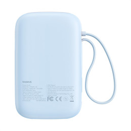 „Baseus QPow 2“ 30 W 10000 mAh išorinė baterija su įmontuotais USB-C laidais – mėlyna