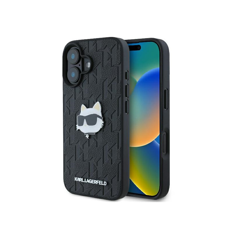 Karl Lagerfeld monograminis „Choupette“ galvos smeigtukas iPhone 16 telefonui – juodas