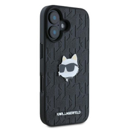 Karl Lagerfeld monograminis „Choupette“ galvos smeigtukas iPhone 16 telefonui – juodas
