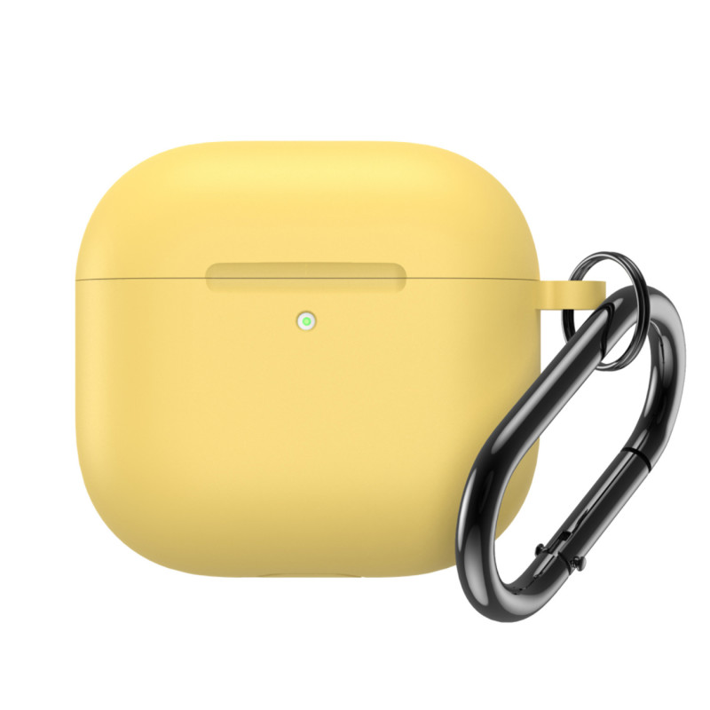 Silikoninis dėklas, skirtas „Airpods 4“ ausinėms su karabinu – geltonas
