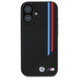 BMW M tinklelio trispalvių juostelių „MagSafe“ dėklas, skirtas „iPhone 16“ – juodas