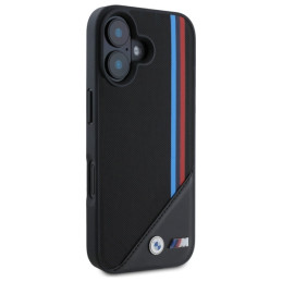 BMW M tinklelio trispalvių juostelių „MagSafe“ dėklas, skirtas „iPhone 16“ – juodas