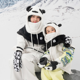 „Qunature Panda“ šilumą perduodančios slidinėjimo pirštinės vaikams, S dydis – juodos/ baltos