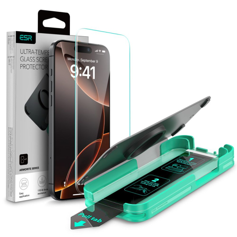 ESR Armorite grūdintas stiklas iPhone 16 Pro Max - su juodu rėmeliu