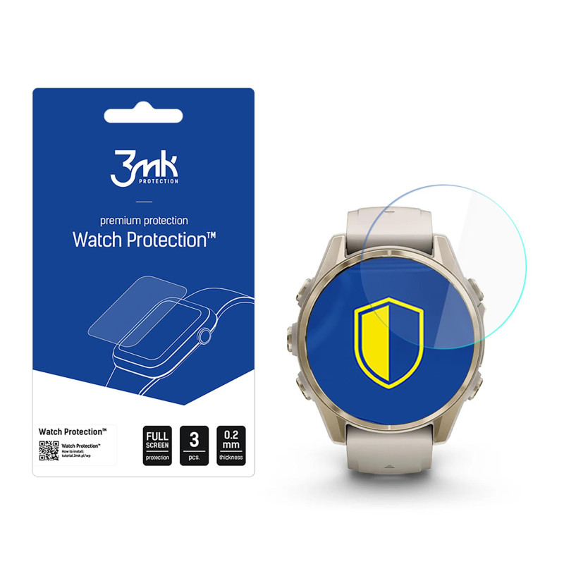 Hibridinis stiklas 3mk laikrodžio apsaugai „FlexibleGlass“, skirtas „Garmin Fenix 8 Amoled 43mm“