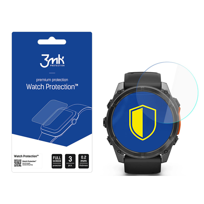 Hibridinis stiklas 3mk laikrodžio apsaugai „FlexibleGlass“, skirtas „Garmin Fenix 8 Amoled 51mm“
