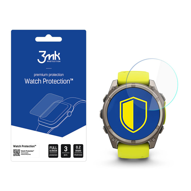 Hibridinis stiklas 3mk laikrodžio apsaugai „FlexibleGlass“, skirtas „Garmin Fenix 8 Solar/ Sapphire 51mm“