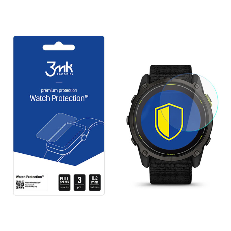 Hibridinis stiklas 3mk laikrodžio apsaugai „FlexibleGlass“, skirtas „Garmin Enduro 3“
