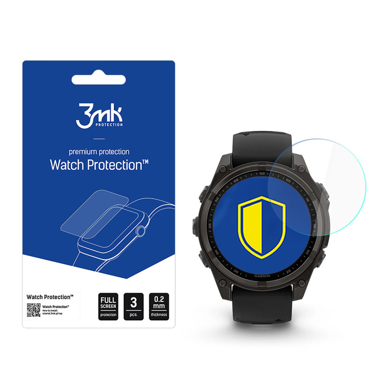 Hibridinis stiklas 3mk laikrodžio apsaugai „FlexibleGlass“, skirtas „Garmin Fenix 8 Solar/ Sapphire 47mm“
