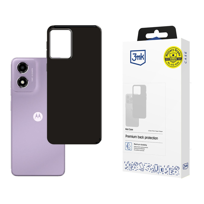 3mk matinis dėklas Motorola Moto E14 / G04 / G04S - juodas