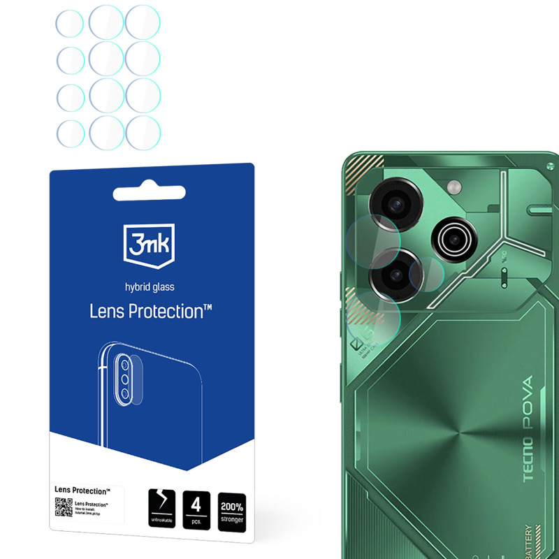 Hibridinis stiklas kameros objektyvui, 3mk objektyvo apsauga, skirta „Tecno POVA 6 Pro“