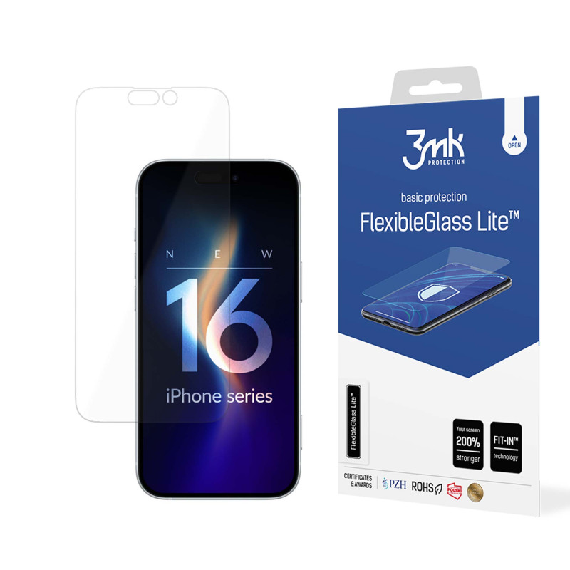 Hibridinis stiklas 3mk FlexibleGlass Lite™, skirtas Apple iPhone 16 Pro Max