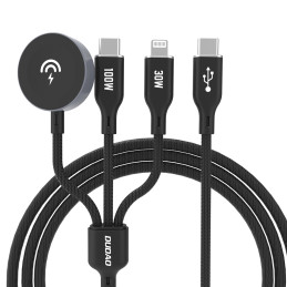 „Apple Watch Dudao A12Max+ PD“ 100 W 3in1 įkrovimo laidas: USB-C „Lightning“ 1,2 m – juodas