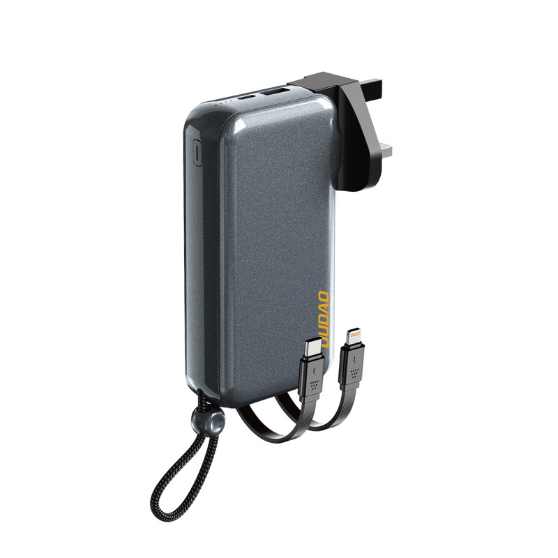 „Dudao K25 2in1“ 10000mAh išorinės baterijos įkroviklis su 3 jungtimis – pilkas